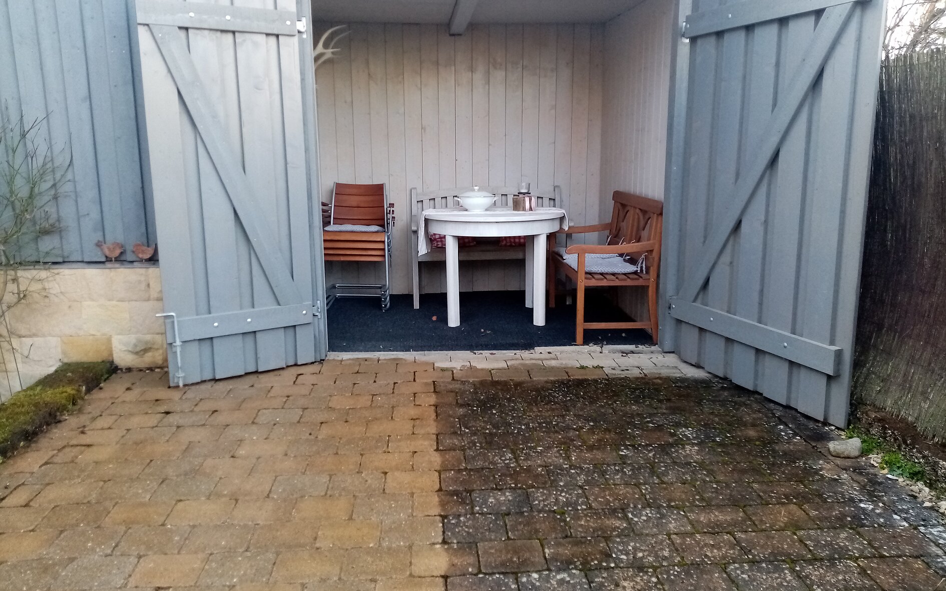 Vorher nachher Vergleich der Einfahrt