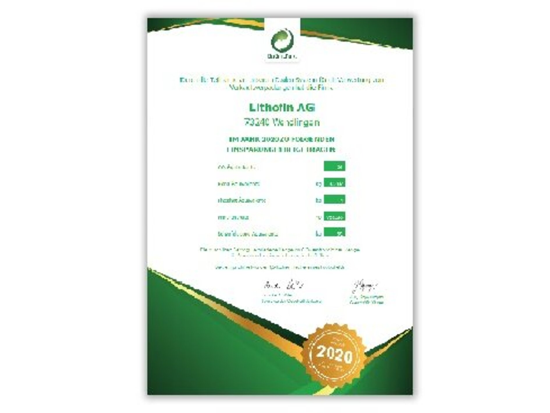 Zertifikat DSD Lithofin 2020 Lithofin Zertifikat Der Grüne Punkt
