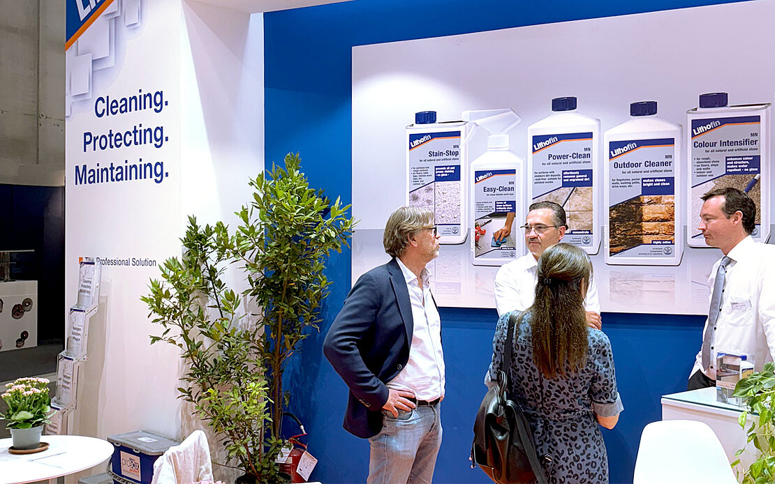 Lithofin Messestand Messebetrieb auf der Marmomac