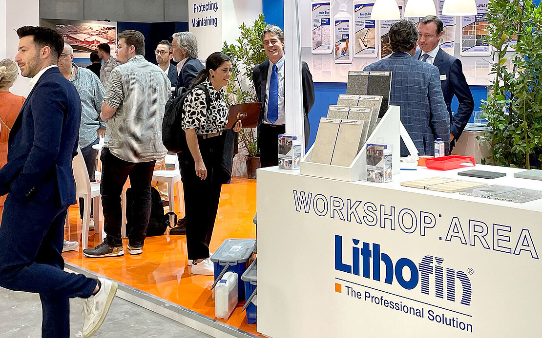 Lithofin Messestand Messebetrieb Marmomac