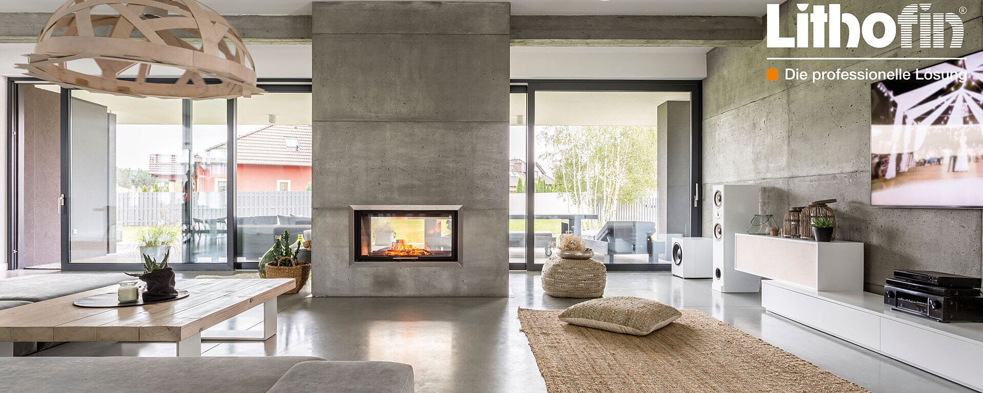 Wohnzimmer mit Naturstein