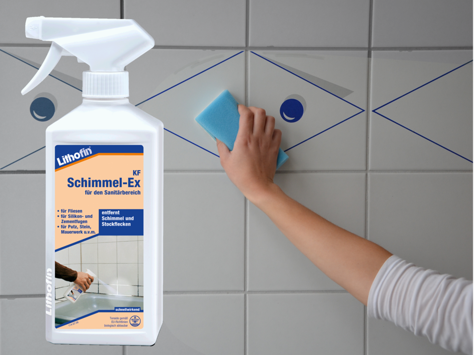 Im Anfangsstadium lässt sich der Schimmel verhältnismäßig einfach von Silikonfugen entferne