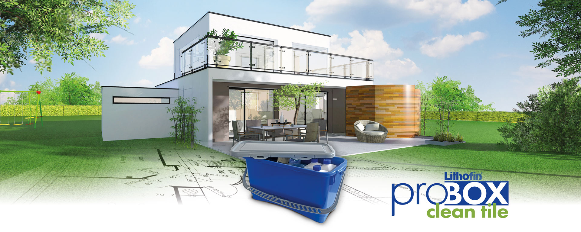 Lithofin ProBox Clean tile vor Hausplan